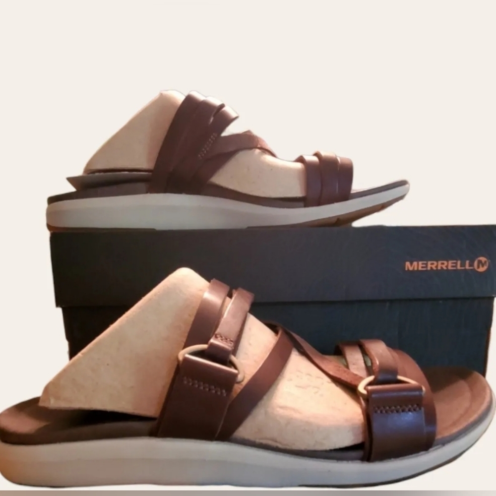 NIB MERRELL Kalari Shaw Slide Sandal Womens 10 Brown - Picture 3 of 8